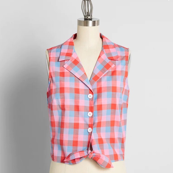 Modcloth Tops - NWT ModCloth x Barbie Countryside Plaid Tie-Front Shirt
